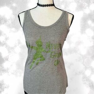 Disney Peter Pan Grey With Green Glitter Tank Top
